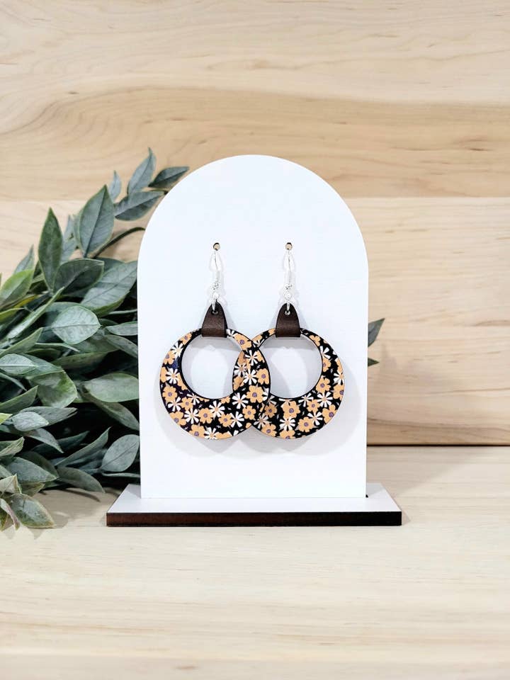 Grace Earrings - Black | Yellow Floral for wholesale by Jolie Mae Collections