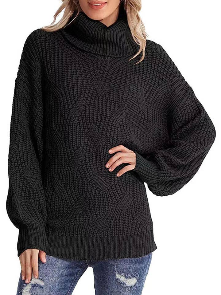 Wholesalesir - Wholesale Knit Sweater - Women's - Solid Color Pullover High Neck Knit Sweater