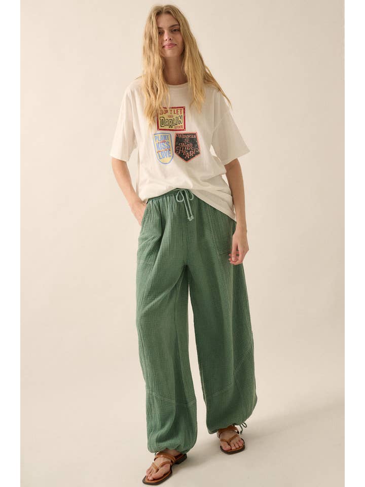 Promesa USA - Wholesale Pants - Women's - Mineral Washed Crinkle Cotton Parachute Pants13