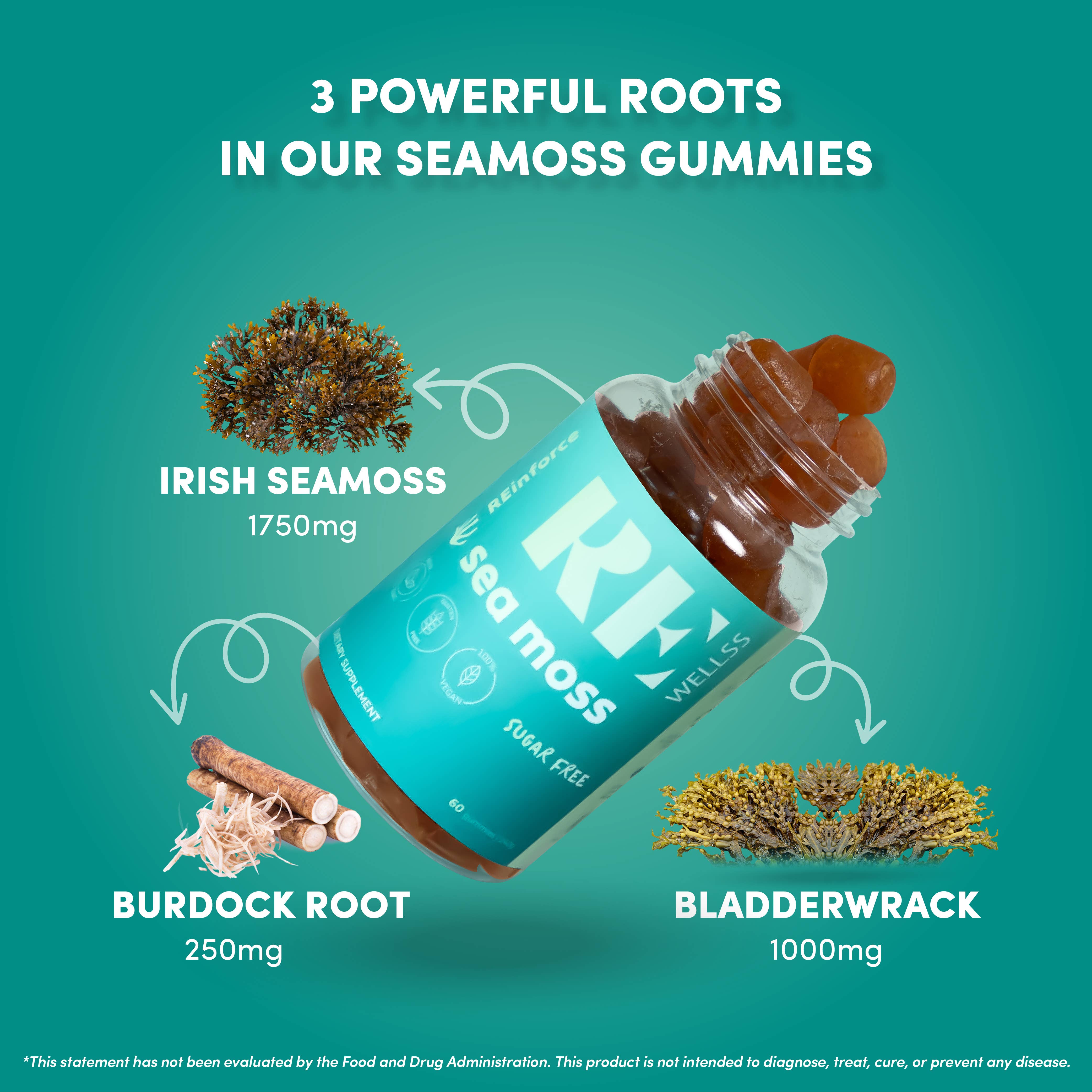 REWELLSS – Engroshandel Kosttilskud og vitaminer – REWELLSS Irish Sea Moss Gummies I Sund hud, led og skjoldbruskkirtelsundhed Jeg fremstillet i USA1