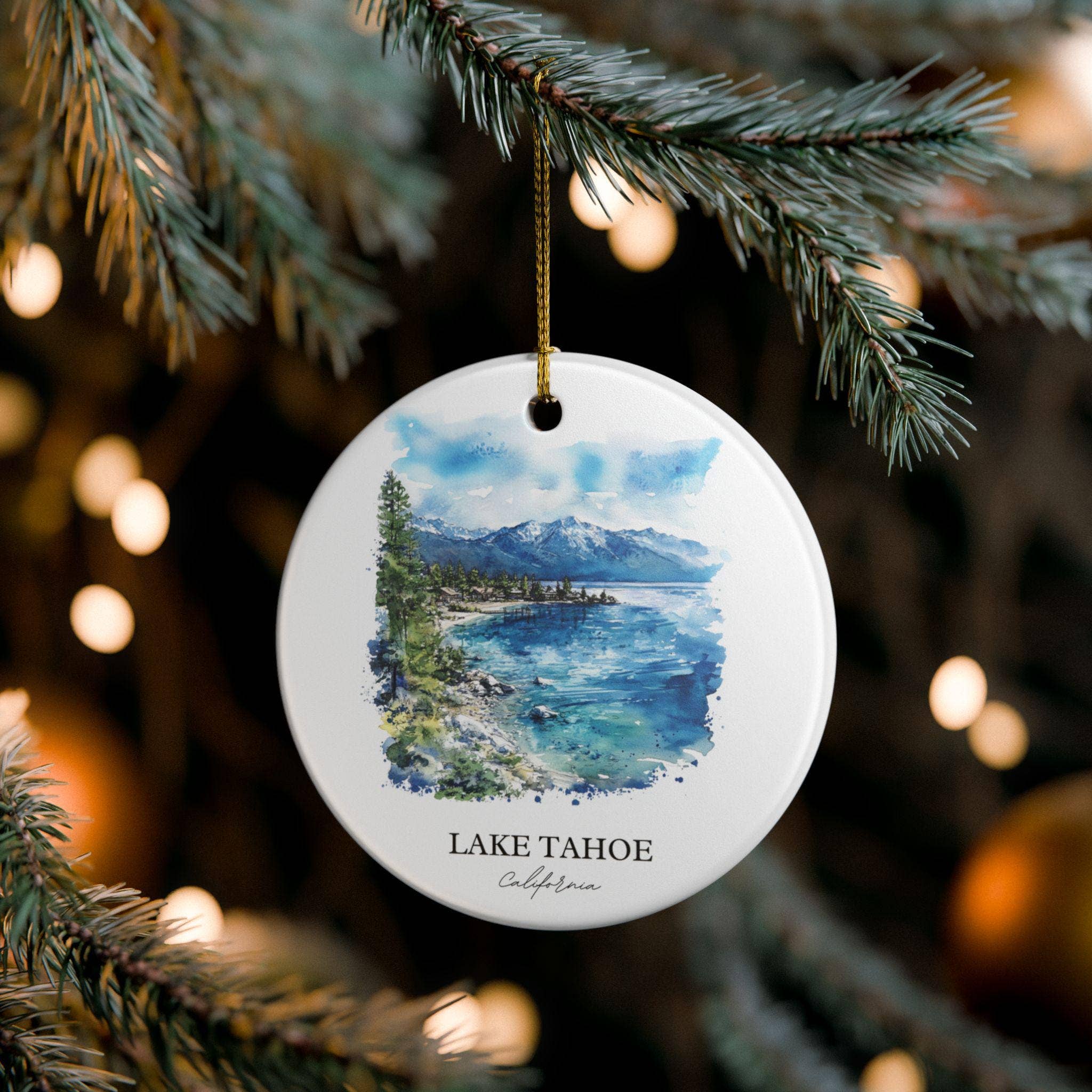 Premium Travel Art - Wholesale Ornament - Lake Tahoe Ornament: Unique Lake Tahoe Souvenir, Tahoe Xmas Decor, and Authentic Lake Tahoe California Gift0