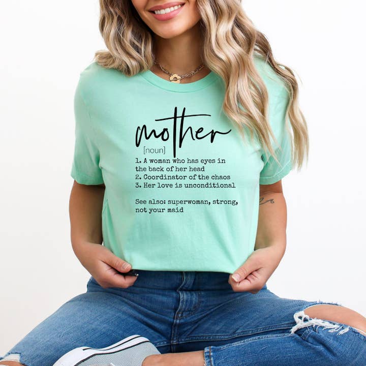 Mother Definition Mint Tee Black Ink for wholesale by Simply Tees