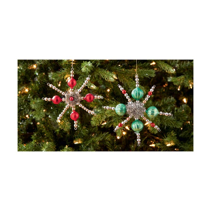 tag - Wholesale Ornament - Tinsel Star Christmas Ornament - Red