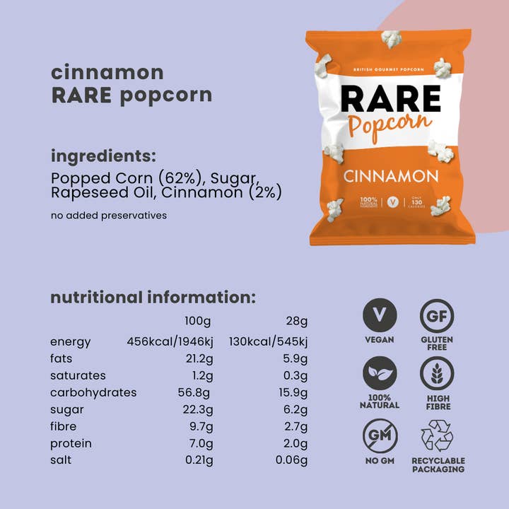 RARE Popcorn - Wholesale Popcorn - RARE Cinnamon Popcorn Case of 18 | Vegan, Natural2