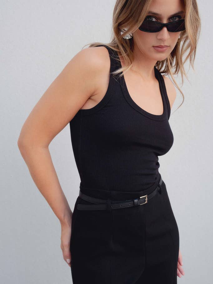 Black CULOTTE TROUSERS WITH BELT for wholesale on Faire1