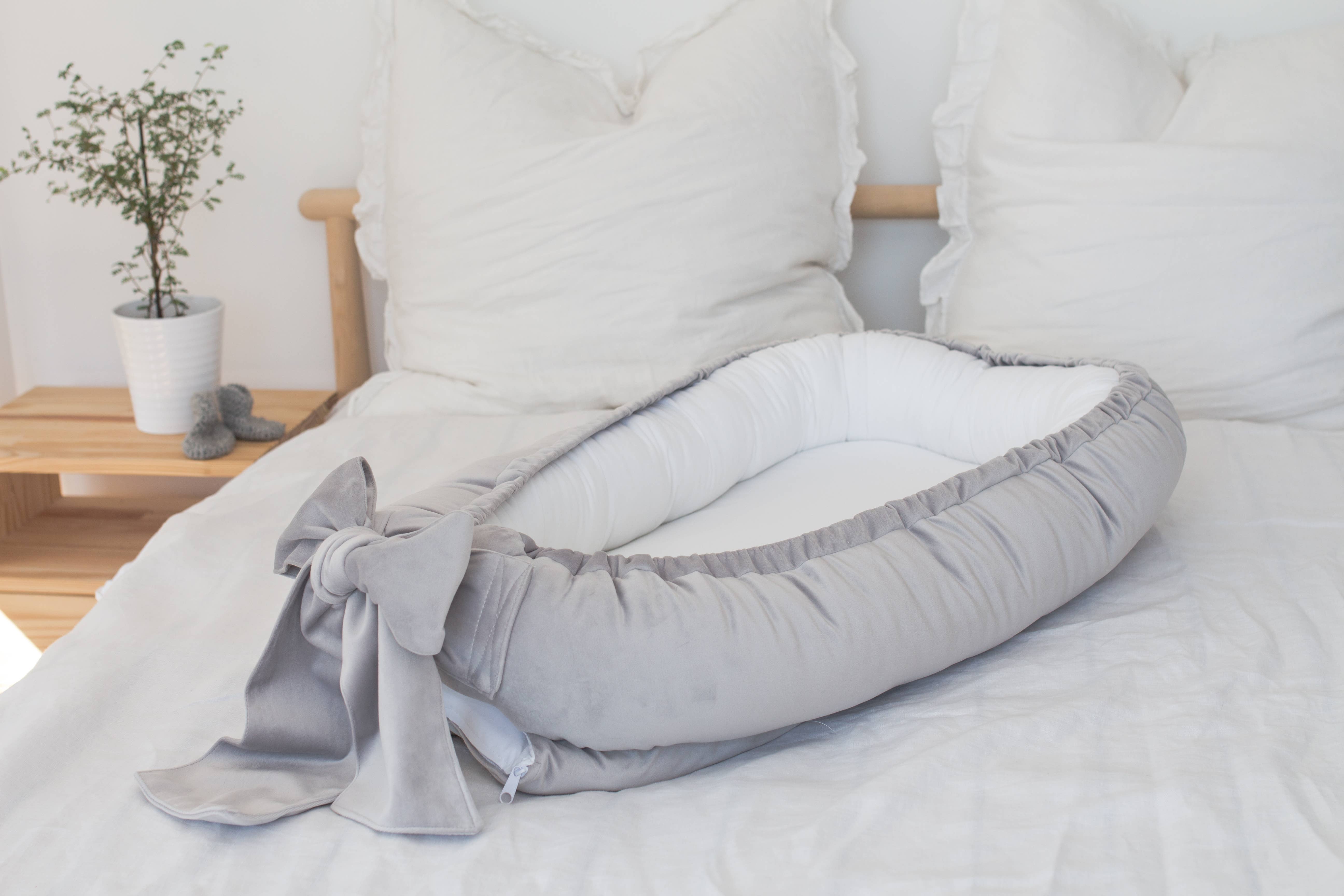 Babyly - Wholesale Bassinet - Baby - velvet babynest with bow (5 colors) - BABYLY10