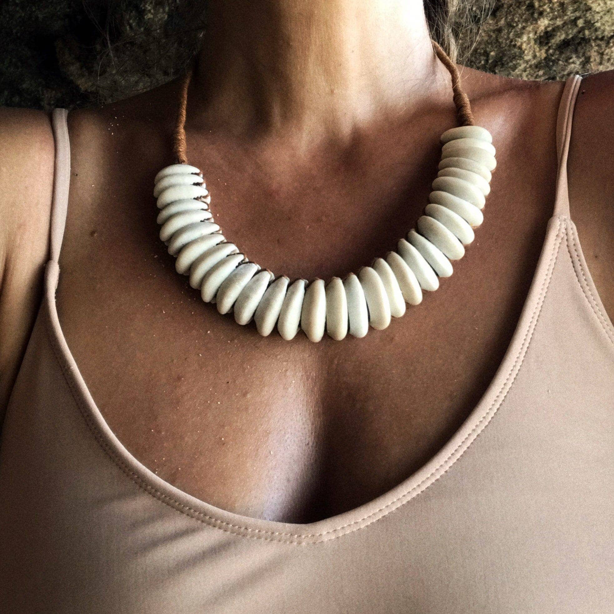 Bonisita – wholesale Beaded/pearl necklace – Vintage Cowrie Shell Necklace from Papua - 20” Inches Long1