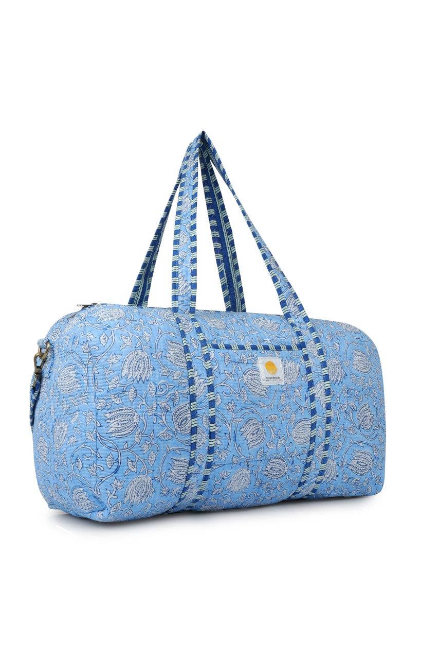 Hi Handmade - Wholesale Weekender Bag - Women's - Cotton Duffle Bag - Blue Lily1
