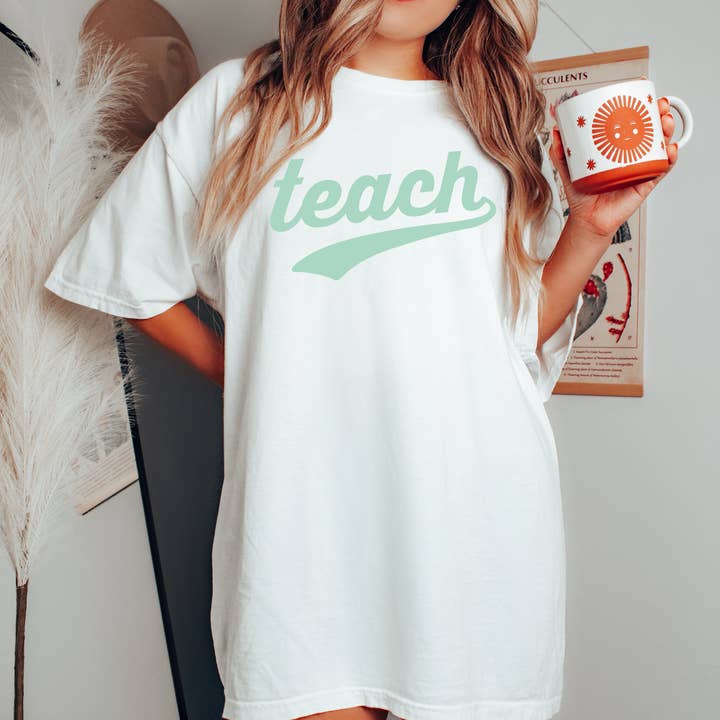 Retro Teach Comfort Colors Tee - Ultra-Soft 100% Cotton | Relaxed Fit | Durable & Stylish for wholesale by Keen Bee Studio