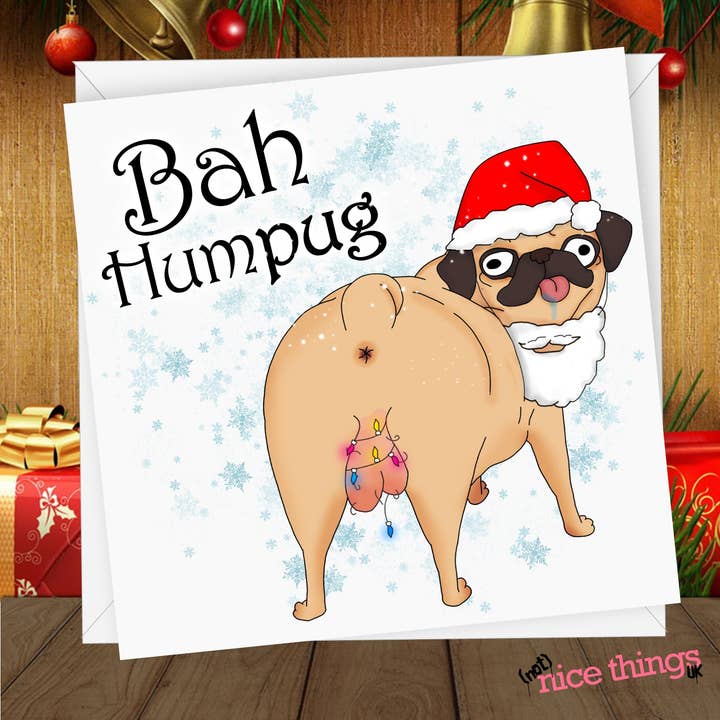 Carte de Noël Bah Humpug | Carte de Noël Funny Dog pour la vente par NotNiceThings