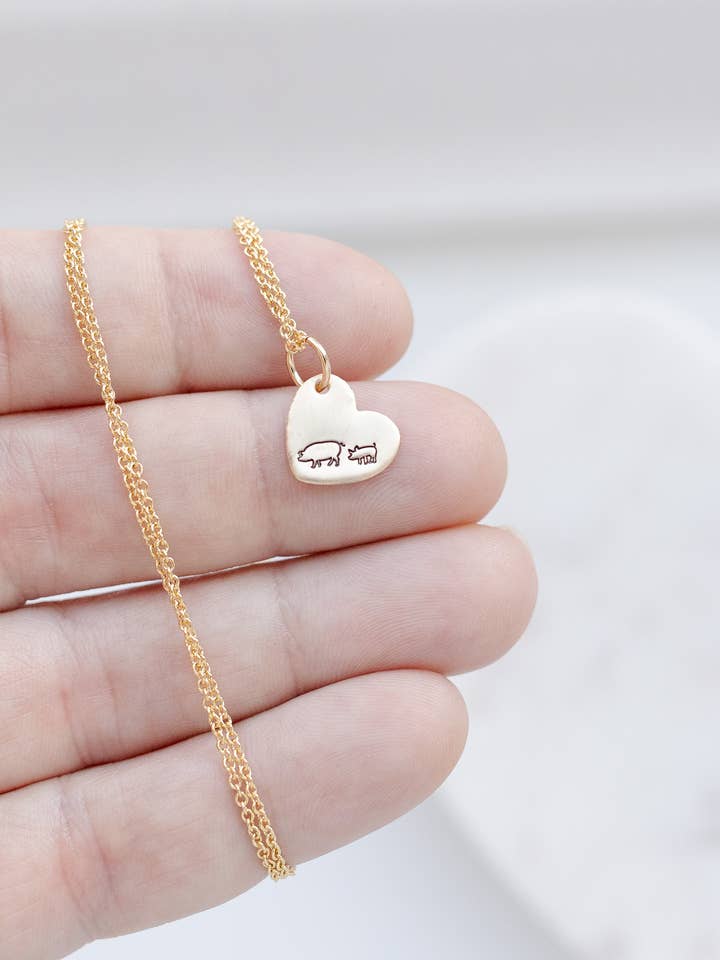 Collana con maialino per mamma e bambino - Gioielli con animali da fattoria per la vendita all'ingrosso da parte di Rachelle-isms