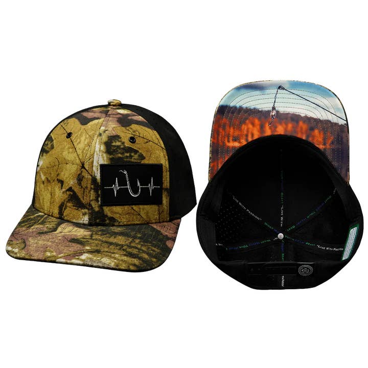Fishing Hat | Baseball Hat Fit | Maple Leaf Camo - Black for wholesale by The Heartbeat Brand
