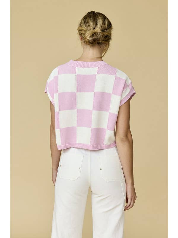 Papermoon - Vente Haut en maille – femme - PT18159 - Haut en tricot à carreaux à coupe ample Hannah5