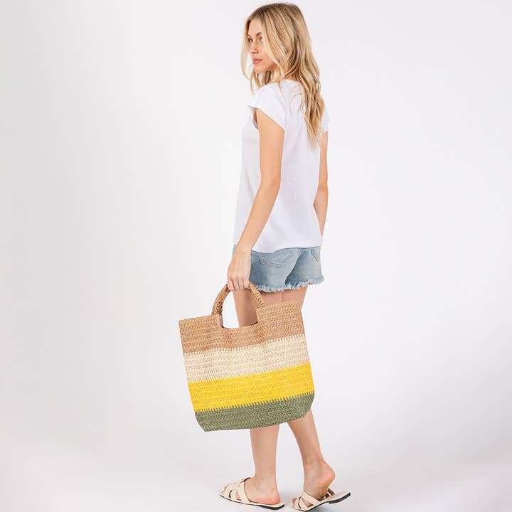 Sensibling Corp. - Wholesale Beach Bag - Multi Color Stripe Tote Bag / Beach Bag
7