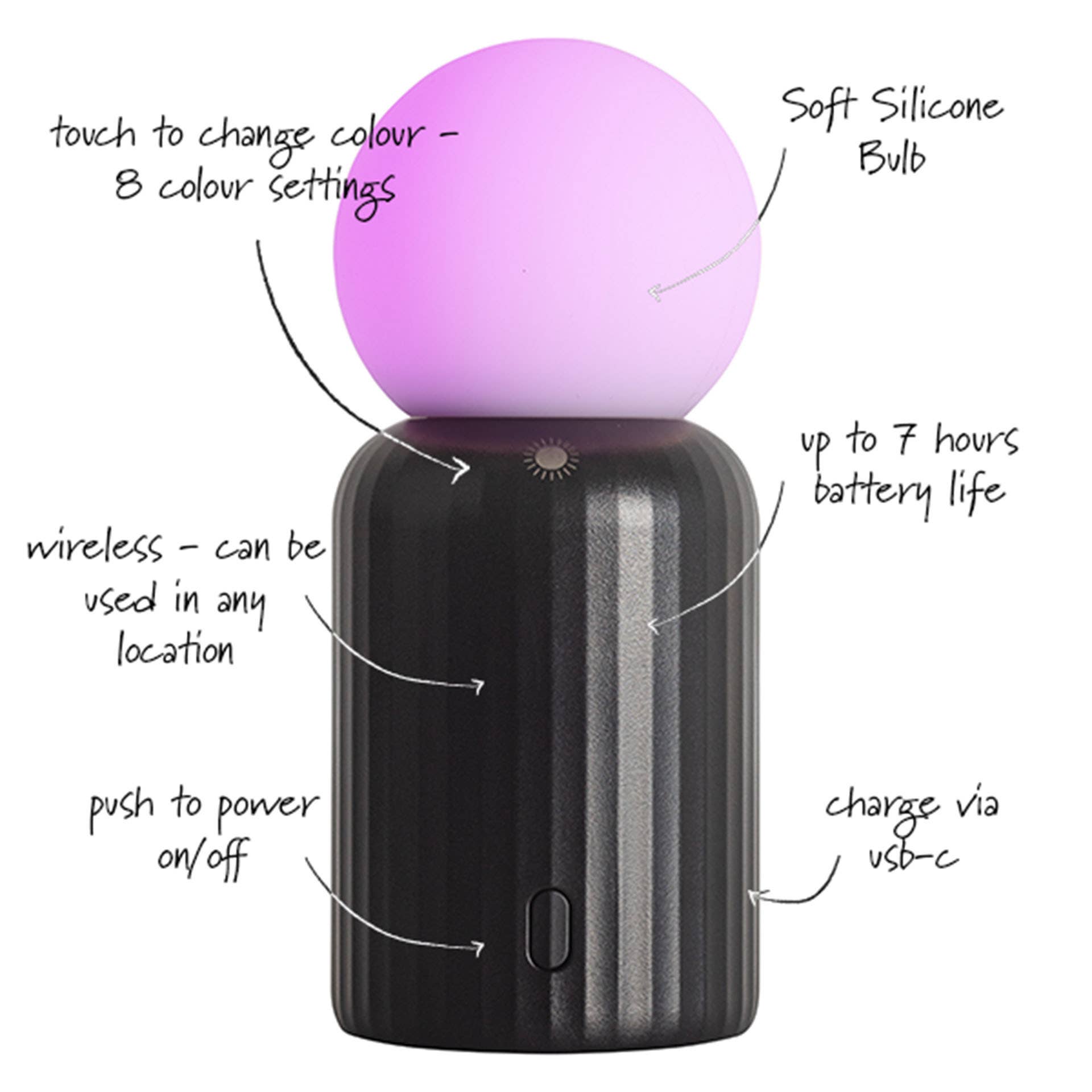 Lund Design House – wholesale Accent-/skrivbordslampa – Mini trådlös lampa med 8 färgskiftningar7