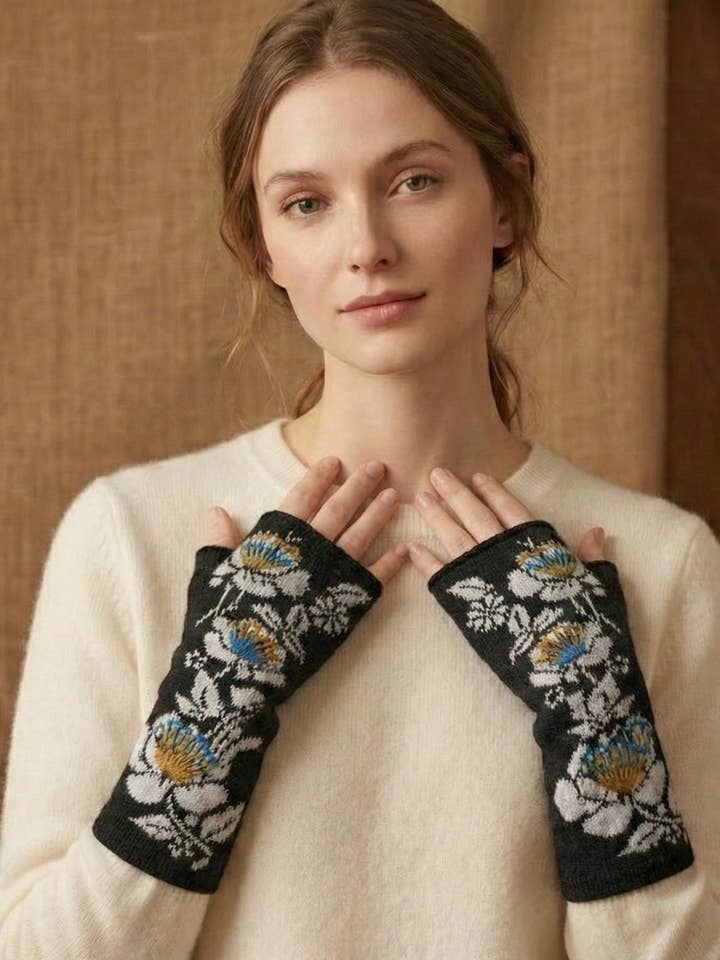 Calentadores de manos reversibles bordados de alpaca para venta al por mayor de PERUVIAN PERFECTION