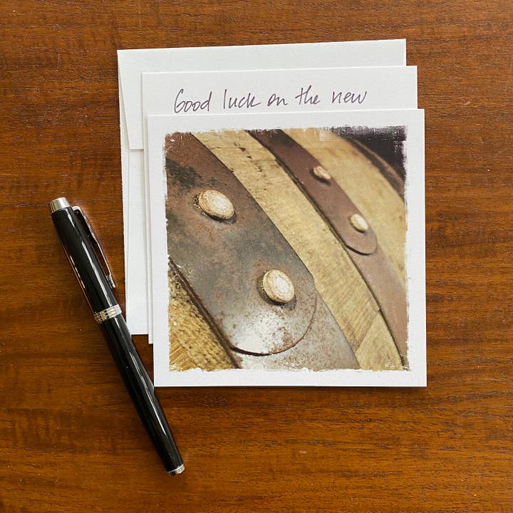 Barrel Metal Hoops Blank Greeting Card for wholesale by Whispered Light Greeting Cards