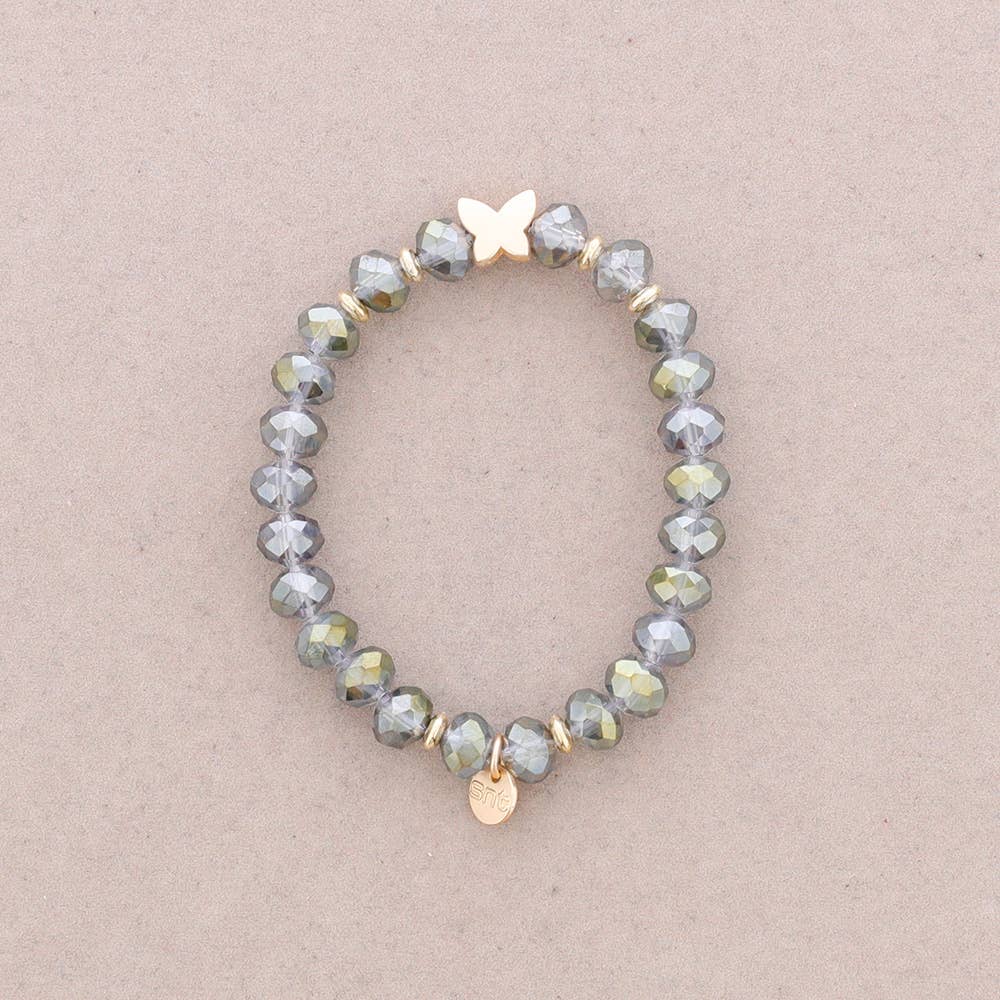 Sonata - Wholesale Beaded Bracelet - Elastic Bracelet with Faceted Crystal Butterfly Metal8