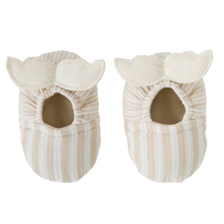 BB&Co - Wholesale Booties - Baby - Angel wing slippers - striped pebble cotton gauze0