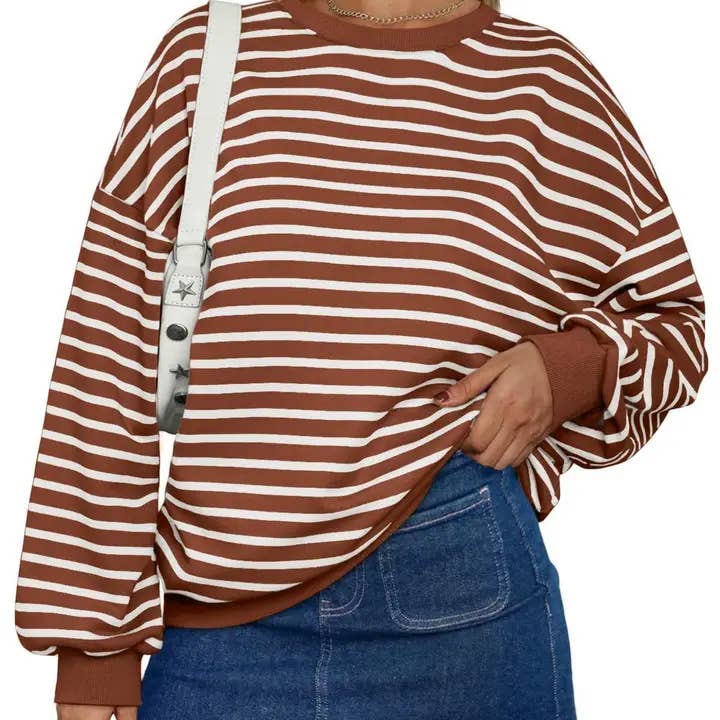 safistyle - Wholesale Sweatshirt - Women's - Colored striped crew neck sweatshirt5