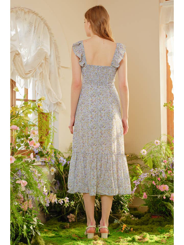 ROSIE POSIE - Wholesale Dress - Women's - RP2395 - Blue Blossom Print Long Dress3
