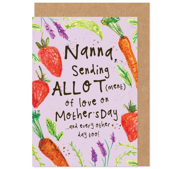 Nanna - Sending Allotment Of Love on Mother's Day Card for wholesale by Bow & Bell