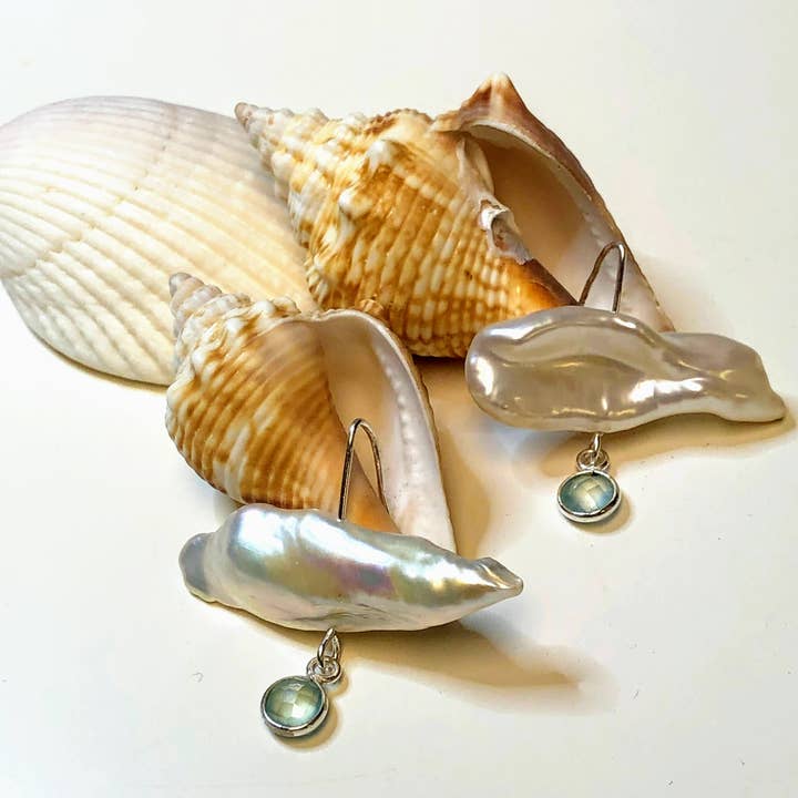 Chalcedony Freshwater Pearl Earrings for wholesale by Fishgirl Designs