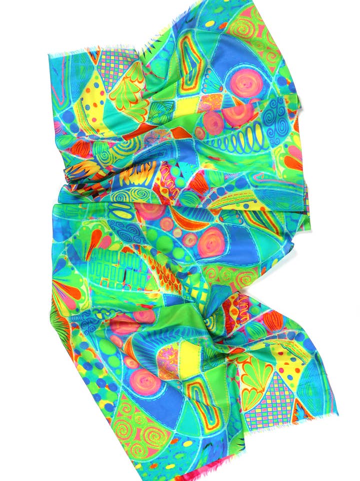 Sciarpa estiva — motivo astratto — cotone, seta per la vendita all'ingrosso da parte di SALTO