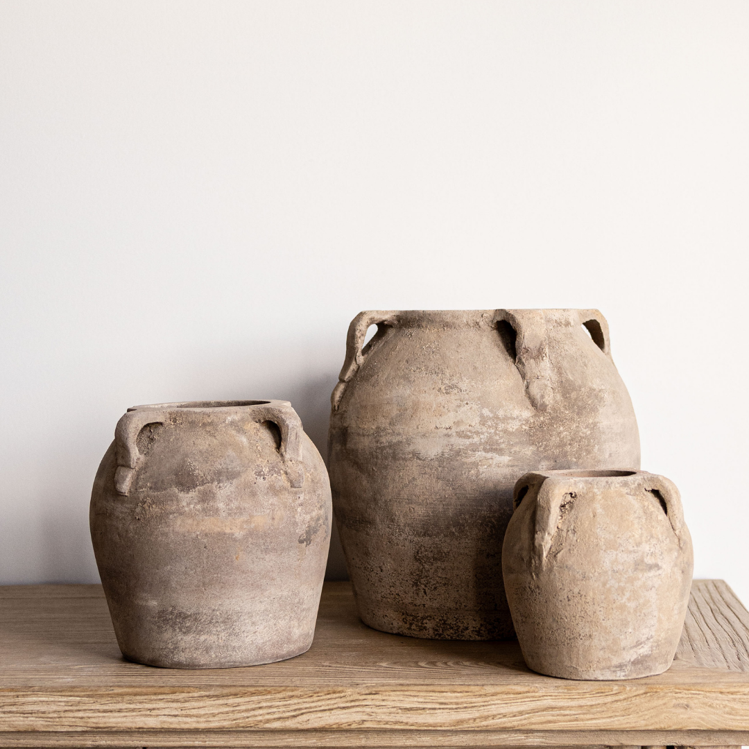 Luxe B Co - Wholesale Vase - Blanc Beige Wash Vase Pot With Handles Large1