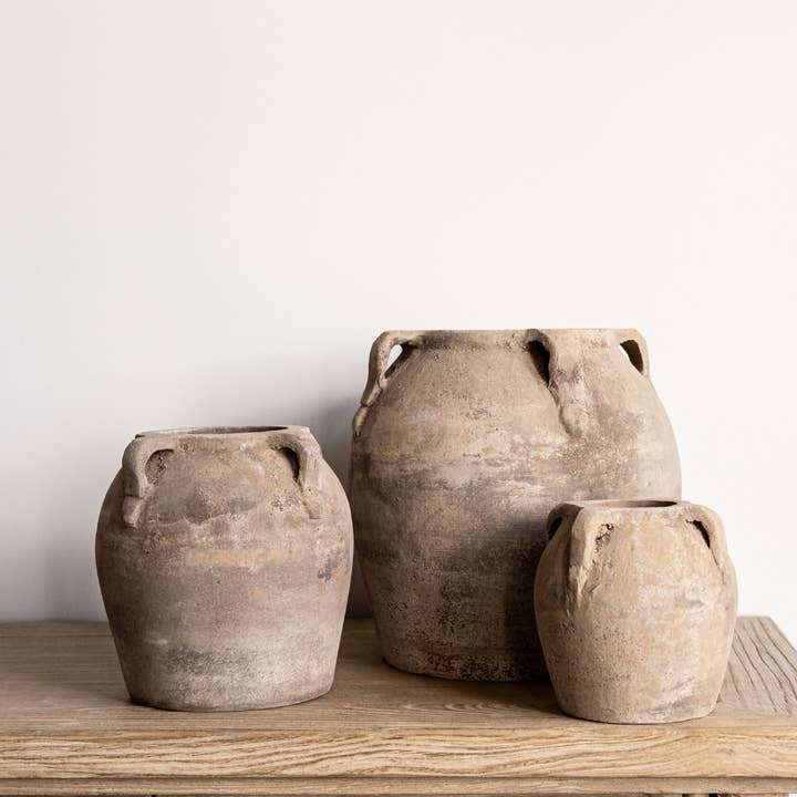 Luxe B Co - Wholesale Vase - Blanc Beige Wash Vase Pot With Handles Large1