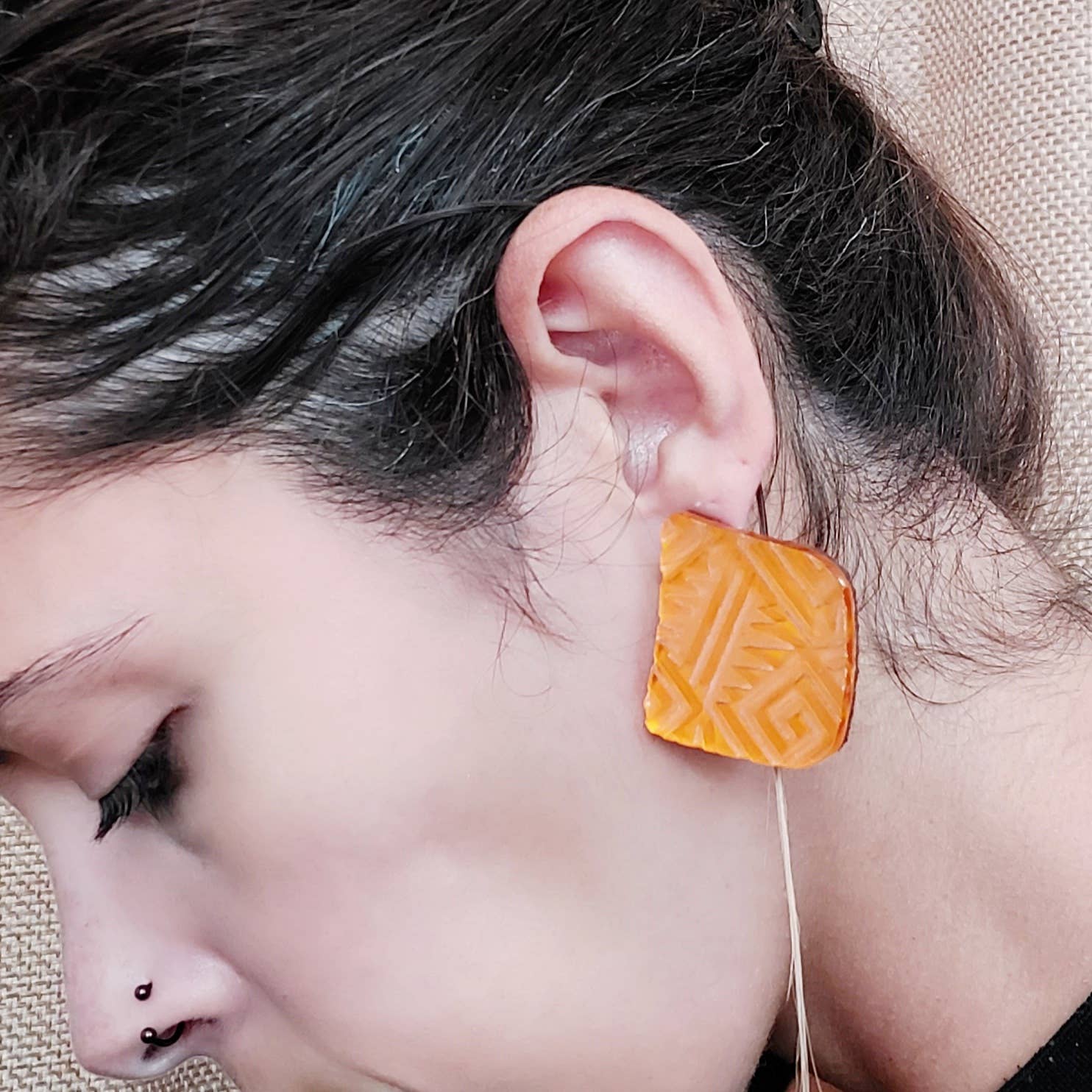 Oyá Espaço Criativo - Vente Boucles d'oreilles pendantes - Boucle d'oreille tribale Oranje3