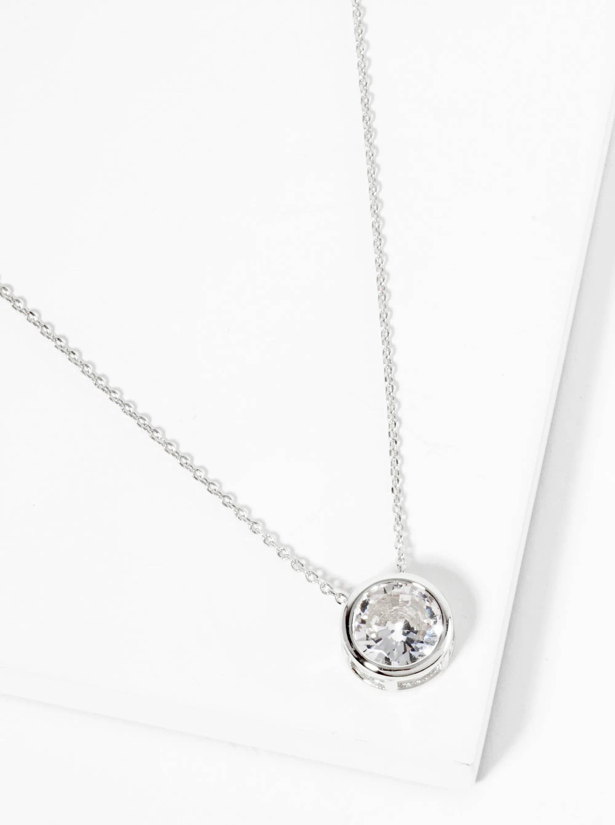 Wild Honey - Wholesale Pendant/Charm Necklace - 18K Gold Dipped Bezel Set Round Cz Pendant Necklace3