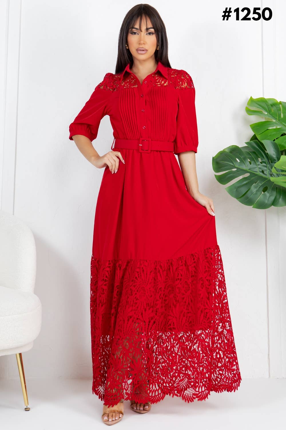 Fashion Space - Vendita all'ingrosso Vestito - Donna - Abito lungo elegante a maglia unita da donna5