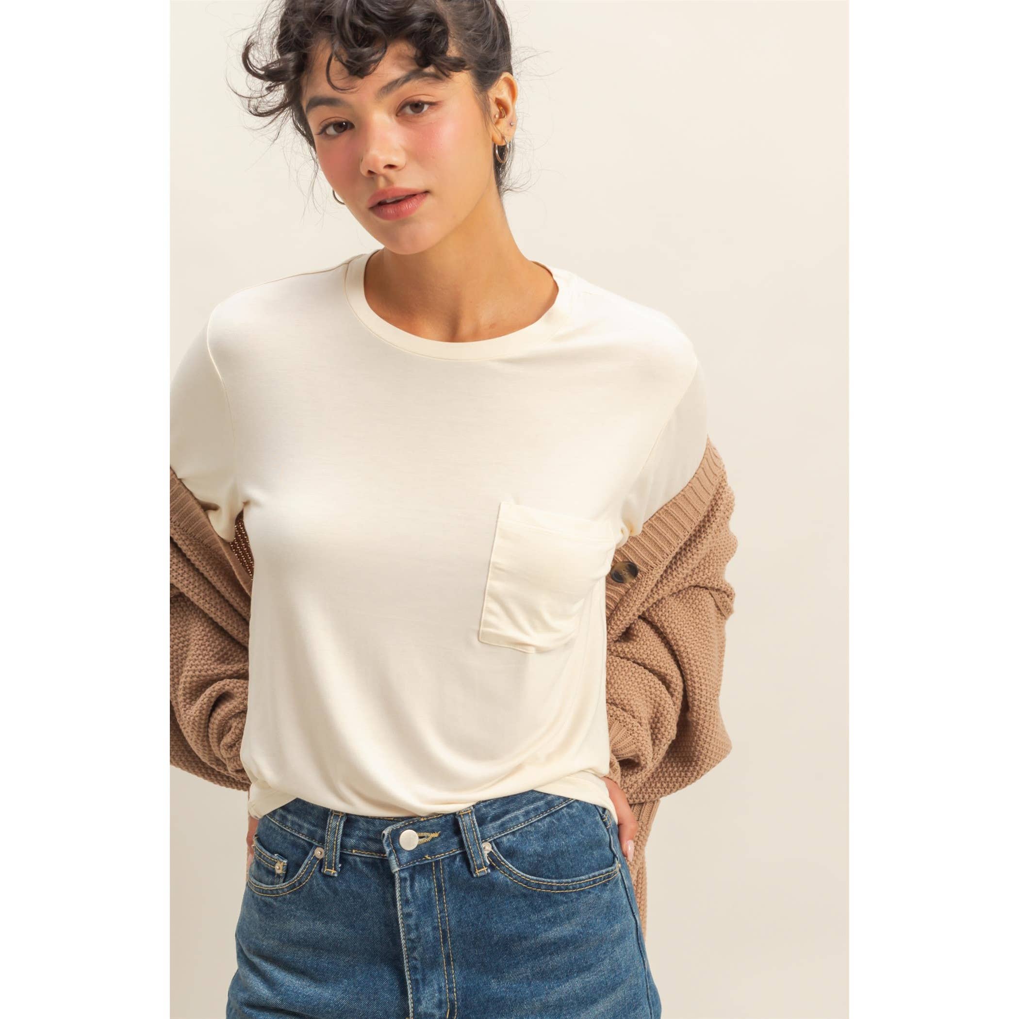 Double Zero - Venta al por mayor Camiseta - Mujer - Top clásico de cuello redondo con bolsillo y manga corta27