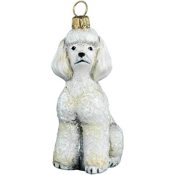 Vit leksakspudel i glas för wholesale av Joy To The World Collectibles