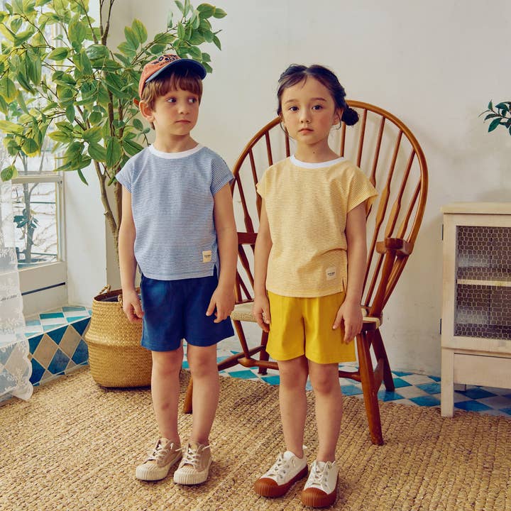 ToTo Heros - Wholesale Top & Short Set - Kids - Davin Striped T-Shirt & Solid Shorts Set6