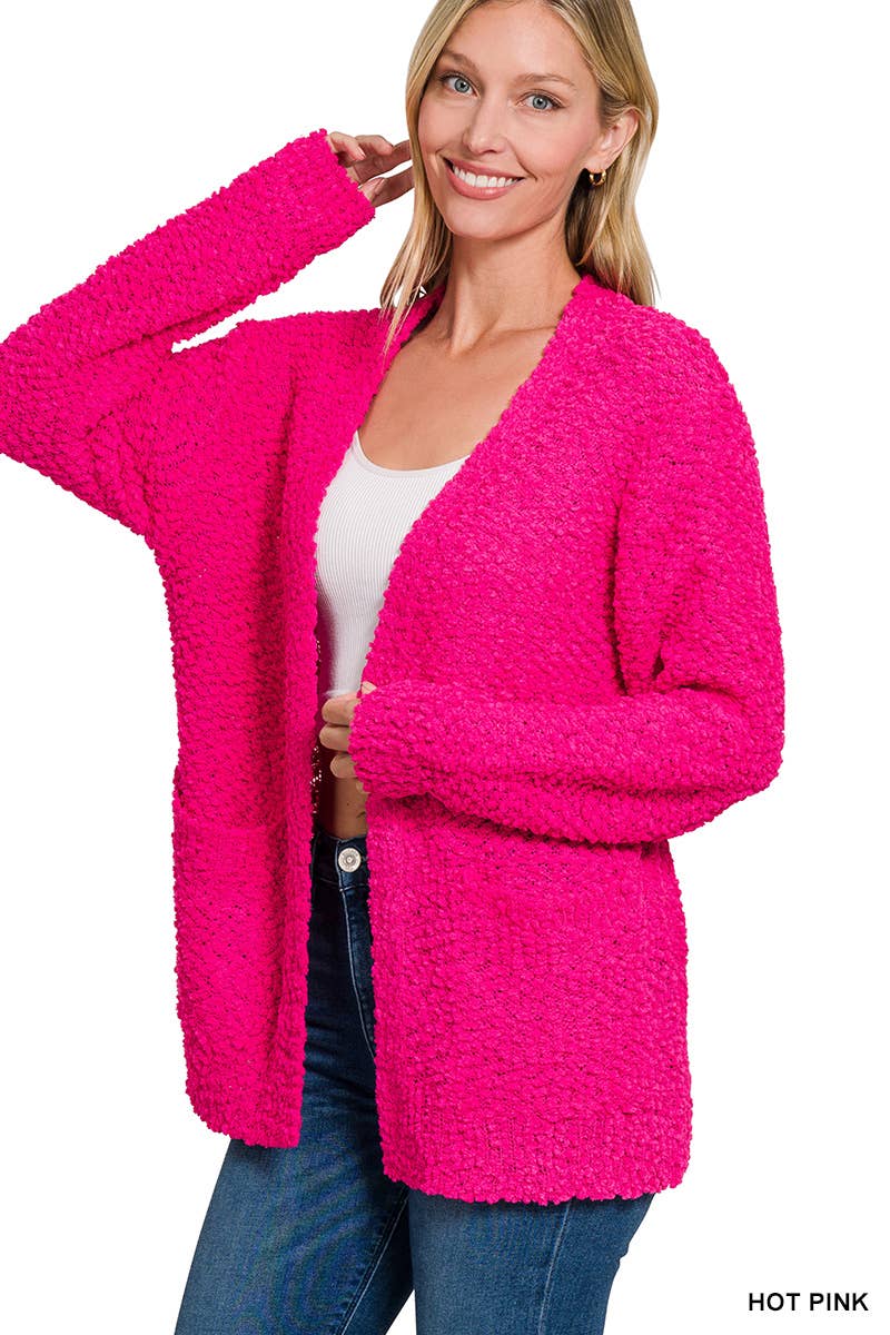 42POPS - Wholesale Cardigan - Women's - Popcorn Sweater Cardigan w/ Pockets9
