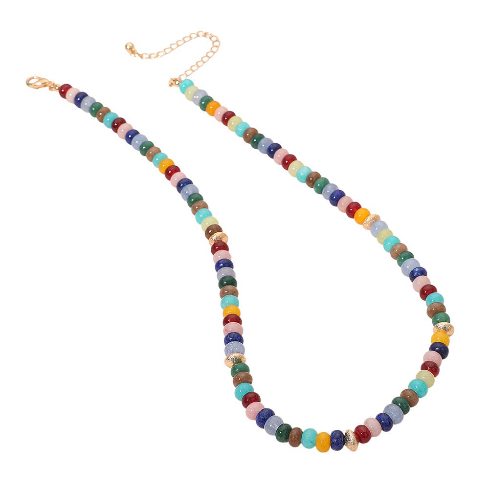 Sensibling Corp. – wholesale Beaded/pearl necklace – Gold Accent Spacer Marbled Resin Beaded Necklace11