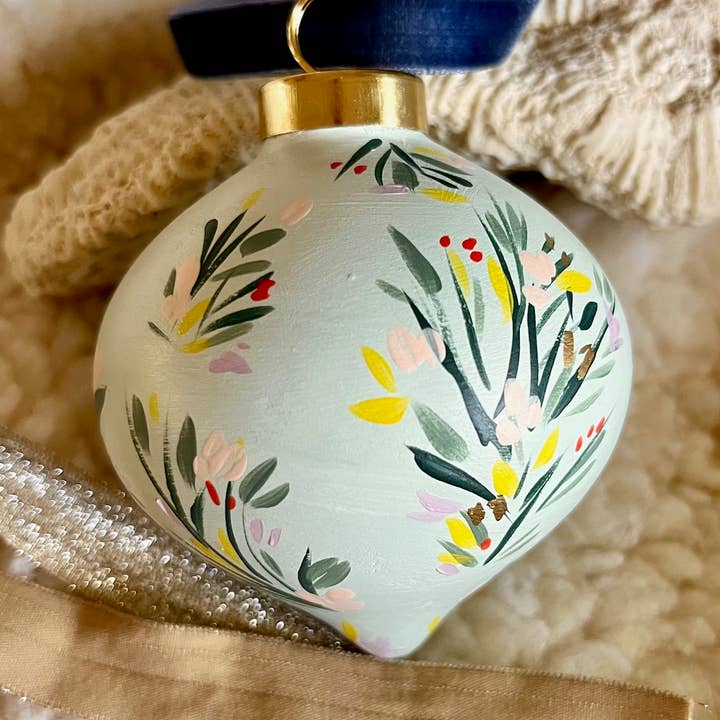 Hand Painted Ornament: Meadow Frost for wholesale by Wildsky Studio