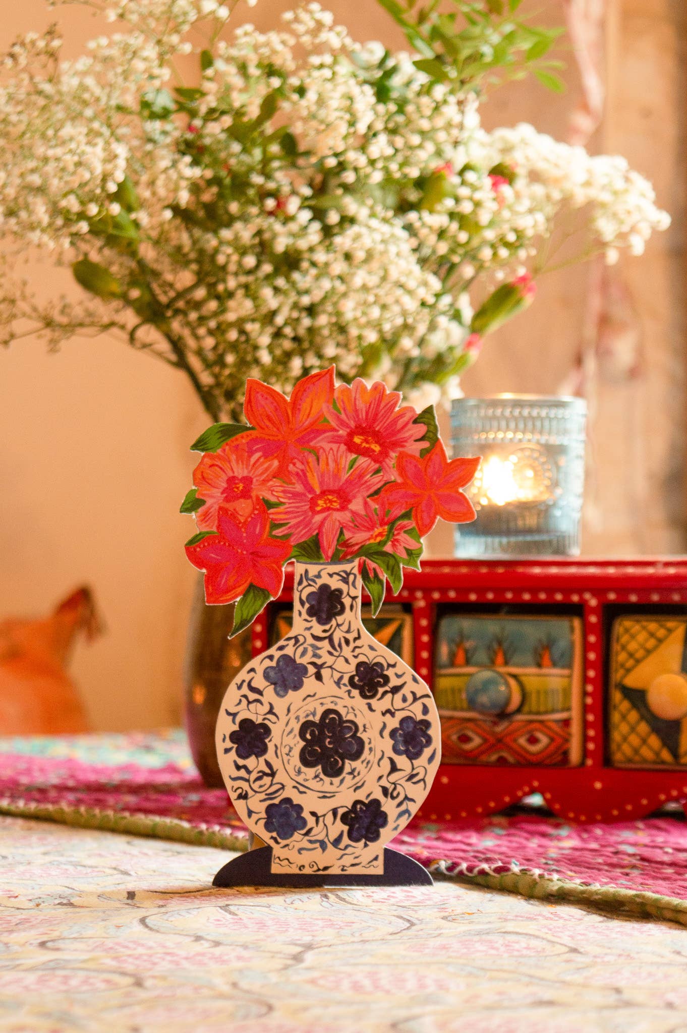 Hutch Cassidy - Wholesale Everyday Greeting Card - 'Magical Pop Up Blue Vase' Greetings Card1