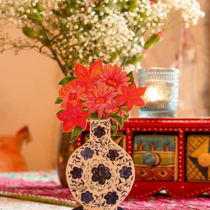 Hutch Cassidy - Wholesale Everyday Greeting Card - 'Magical Pop Up Blue Vase' Greetings Card1