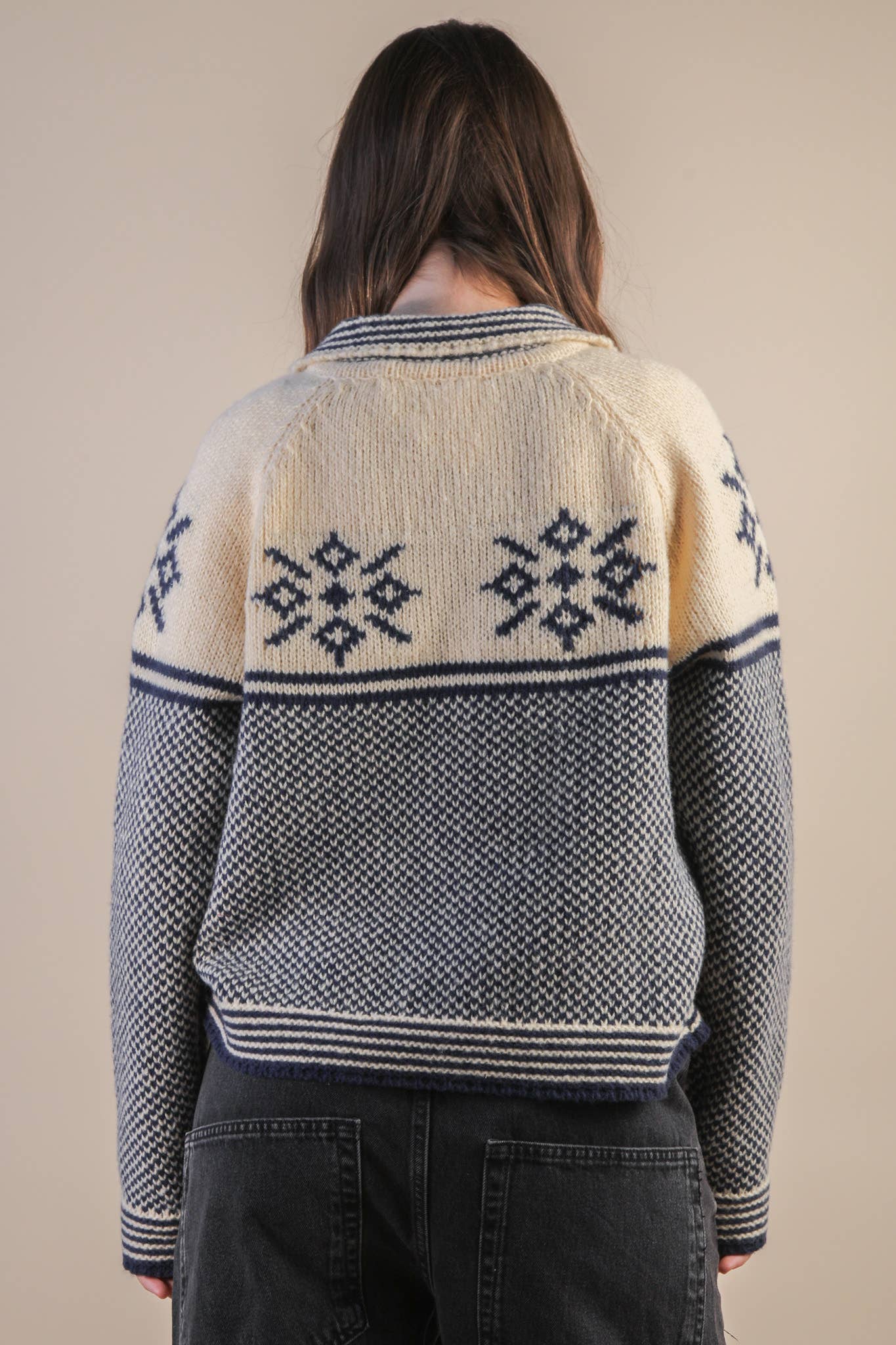 VERY J - Vendita all'ingrosso Cardigan - Donna - Cardigan Maglione a Maglia con Colletto Grafico 12W3511N16