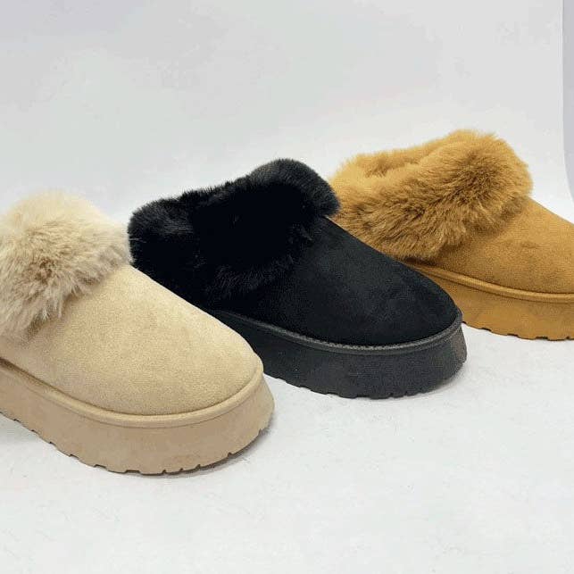 Wild Diva OKURA-10 Women Thick Bottom Fur Trim Cozy Ankle Booties for wholesale by Mars Sky Shoes Wholesale