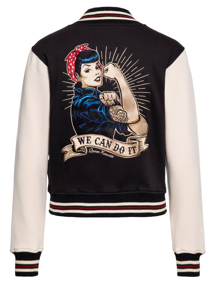 Btex Fashion GmbH / KING KEROSIN – Großhandel Jacke – Damen – College Jacke «We Can Do It»