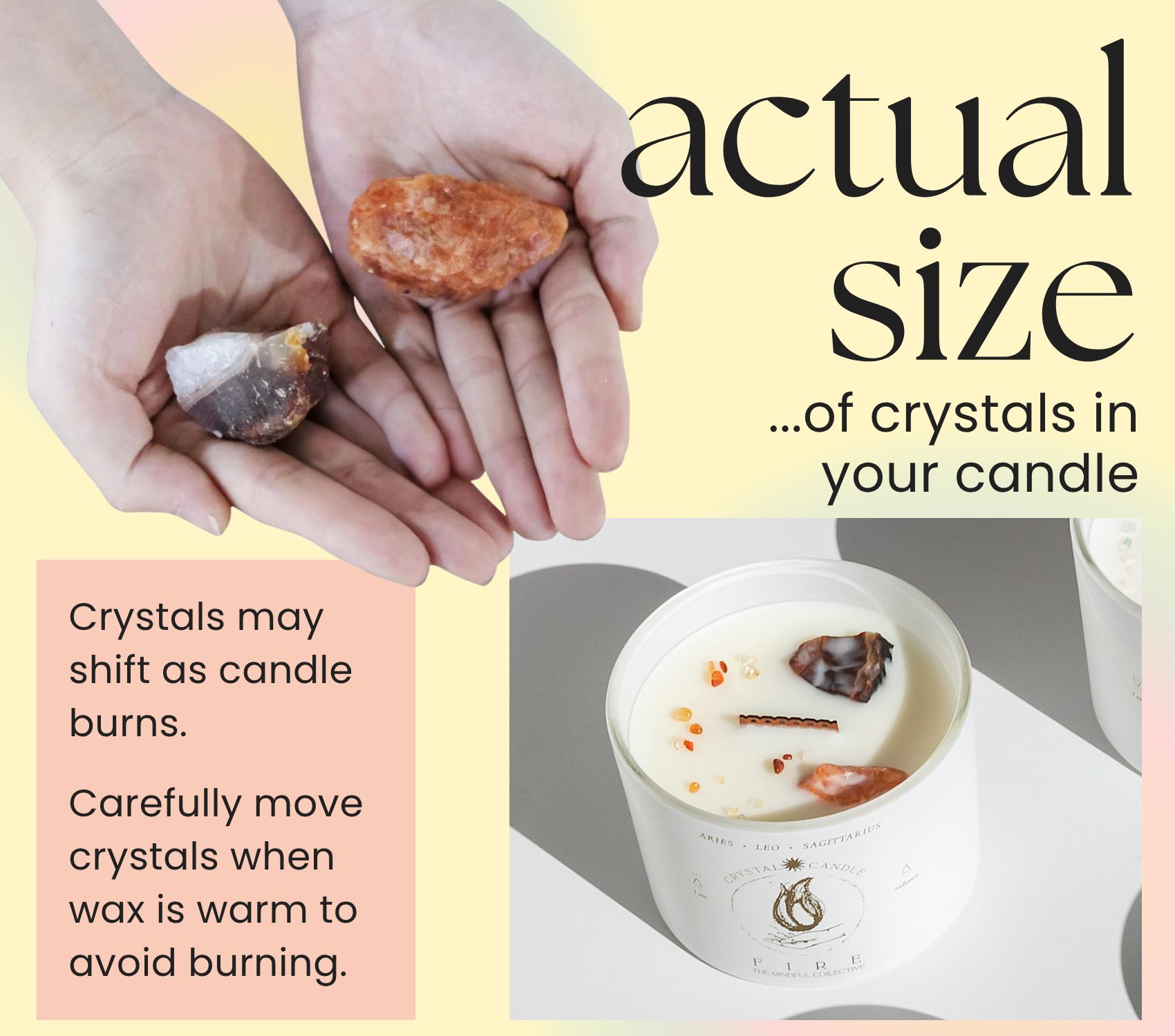 THE MINDFUL COLLECTIVE - Wholesale Jar/Filled Candle - Fire Element Crystal Candle – Aries, Leo & Sagittarius1