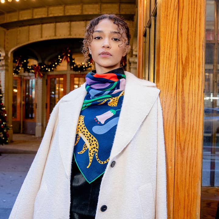 Jessie Zhao New York - Wholesale Scarf – Women's - Double Sided Wool Silk Scarf Of Jungle Night4