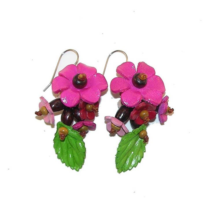 Sunflower Handmade leather inc – Großhandel Ohrhänger – Verschiedene Blumen-Ohrringe aus echtem Leder6