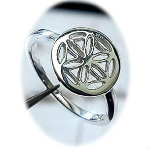 Anillo de plata de ley con símbolo místico Flor de la Vida para venta al por mayor de Crystal Earth Sterling