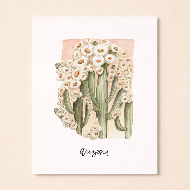 Arizona State Flower Saguaro Cactus Blossom | Watercolor Art Print for wholesale by Coley Kuyper Art