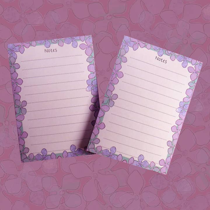 Hydrangea Notepad A6 for wholesale by Kathryn Churn Designs